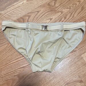 Andrew Christian Beige Bikini Bottom with Gold Accents